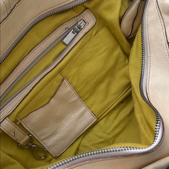 Sundance Beige Leather Double-Handle Shoulder Bag - Picture 3 of 7